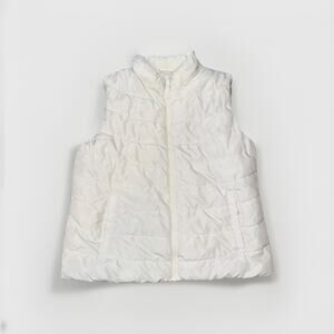 GAP Women’s Puffer Vest Large White ColdControl Quilted Zip Sleeveless